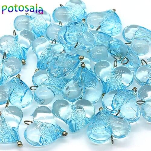 Potosala 5Pcs Acrylic Love Heart Shape Pendant Transparent Color For DIY Handmade Decorative Pendant Accessories Beads 20X26MM