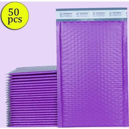 50PCS Mailer Poly Purple Bubble Padded Mailing Envelopes For Mailer Gift Packaging Self Seal Bag Bubble Padding Purple