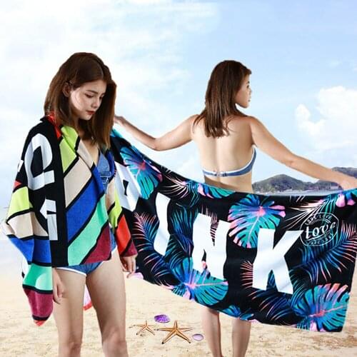 Bath towel American simple 70*150 p.ink reactive printing soft swimming beach mat towel adult cotton bath towel beach towel