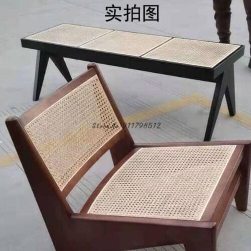 Net celebrity Nordic rattan shoe changing stool, ancient style, long stool against the wall, simple and modern home door solid w