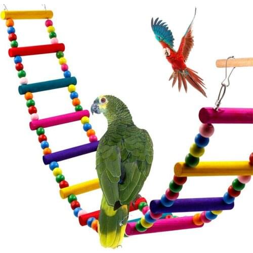 Bird Swing Wooden Bridge Ladder Climb Pet Parrot Hanging Toys Cockatiel Budgie