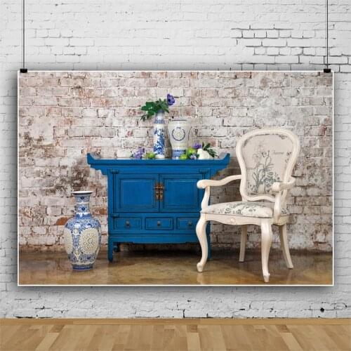 Classical Vase on Blue Table Background for Portrait Photography Home Decors Banner Photographic Backdrops Photocall Studio