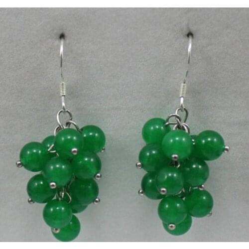Fashion jewelry Free Shipping Latest Grape-shape Natural jade Earring