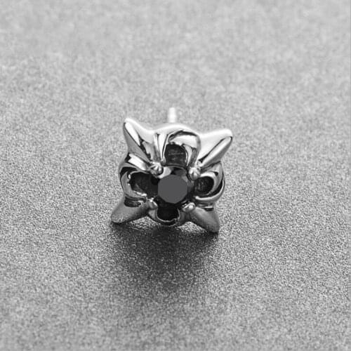 BOCAI 2019 100% S925 pure silver jewelry new fashion creative silver earrings for Men inlaid zircon earrings mens earrings