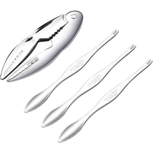 4Pcs Seafood Tool Set Including 1 Seafood Crackers and 3 Crab Legs Opener Shellfish Crab Leg Sheller for Gift to Friend