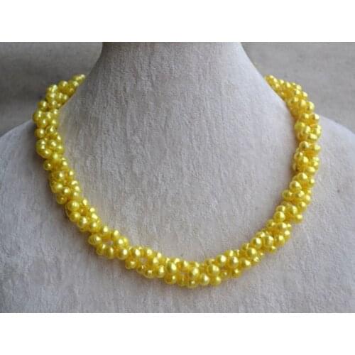 New Arrival Luck Pearl Jewelry Yellow Color Twist Freshwater Pearl Necklace Handmade Fashion Wedding Birthday Women Gift