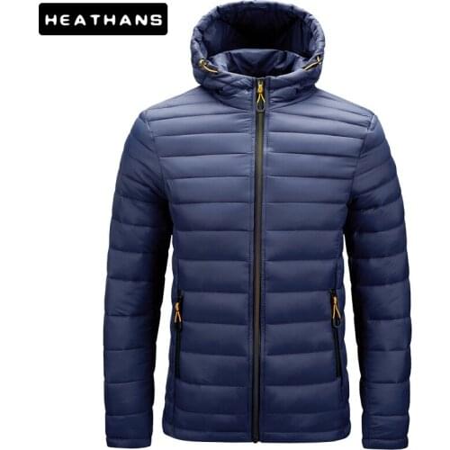 Cotton Parkas Jacket Mens Autumn Winter Warm New Style Casual Hooded Parka Jackets Top Male Thin Zipper Solid Color Simple Coat