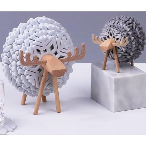 1Set Coaster Felt Heat Insulation Pad with Wood Elk Storage Rack Sheep Elk Non-slip Absorbent Water-insulating Tea Coaster