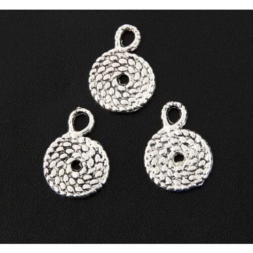 100pcs Silver Color 15x11mm Small Round Shaped Charms Circle Pendant Fit DIY Jewelry Making Handcrafted Accessories