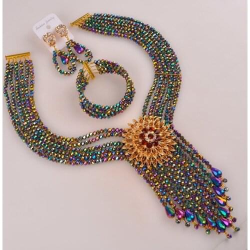 Multicolors Plated Costume African Jewelry Set for Women