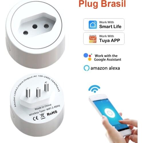 16A Smart Wifi Brazil BR Plug For Tuya Smart Life Timer Power Monitor Remote Control Socket Outlet Works With Alexa Google Home