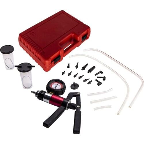 21pcs Hand Held Vacuum Pressure Pump Tester Set Brake Fluid Bleeder Kit