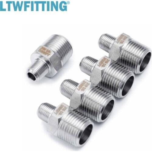 LTWFITTING Stainless Steel 316 Pipe Hex Reducing Nipple Fitting 3/8-Inch x 1/8-Inch Male BSPT