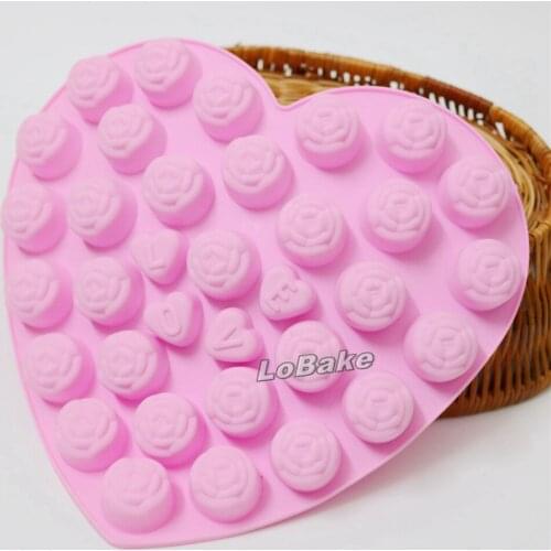 Latest 30 rose heart LOVE silicone cake mold Chocolate Fondant Jelly Cookie Muffin ice Flexible silicon moulds for sugarcraft