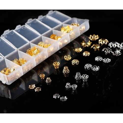 Mix 7 Styles Imitation gold White K Color Flower Trefoil Hollow Torus Wine Glass Jewelry Accessories & Findings