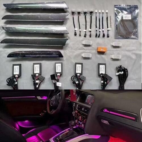 LED ambient light For audi A4 B8 2010-2016 Peach wood grain turbine vent Car air condition vent decorate lamp carbon styling