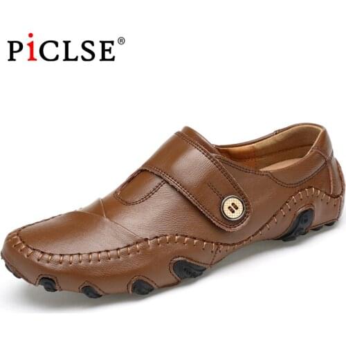 Large size 46 Genuine Leather Casual shoes for Men Loafers Handmade Men Flat shoes Moccasins Men shoes Driving zapatos hombre