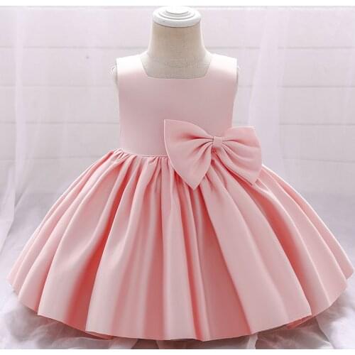 Girls Children Dress Princess Satin Bowknot Birthday Christmas Party Wedding Show Catwalk Wear Summer Multi-color Skirt