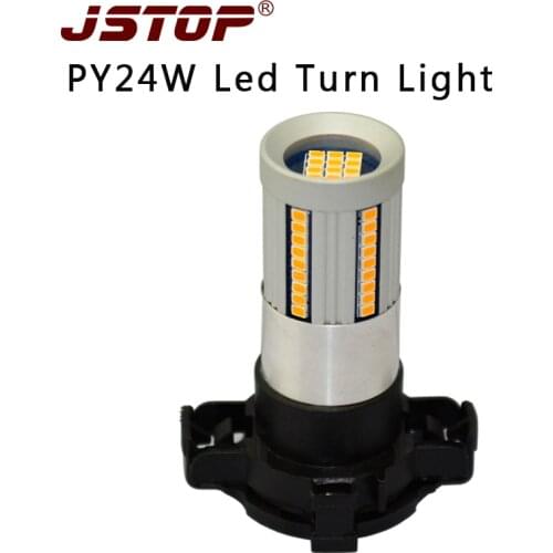 JSTOP No Resistor Required Yellow LED PY24W canubs NO error Amber lamp LED car Bulbs For Front Turn Signal Lights No Hyper Flash