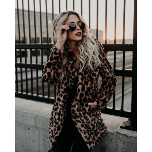 Autumn faux fur leather jacket womens winter thicken warm Wild lapel leopard print fur leather coat women loose jackets b339