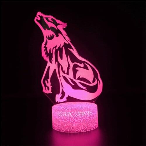 Animal wolf 3D touch remote control abstract lantern children Christmas birthday gift baby sleeping table decoration night light