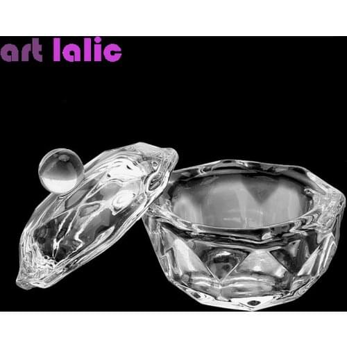 1Pc Crystal Cup Lid Glass Nail Art Dappen Dish Cup Acrylic Liquid Makeup Powder Nail Styling Tool Equipment Tools Beauty Health