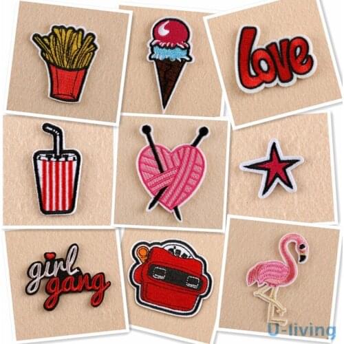 1pcs Mix PINK Patches for Clothing Iron on Embroidered Sew Applique Cute Patch Fabric Badge Garment DIY Apparel Accessories