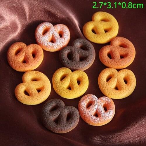 10Pcs Mini Cute Cookies Flatback Resin Cabochon SImulation Fake Food Scrapbooking Phone Decorative DIY Craft:27*31mm