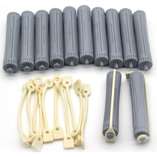 12mm 12pcs/pack Hair Curling Plastic Hair Perm Rods with Pin Wool-styling Rollers small wave for Salon Curly Hairstyle Grey