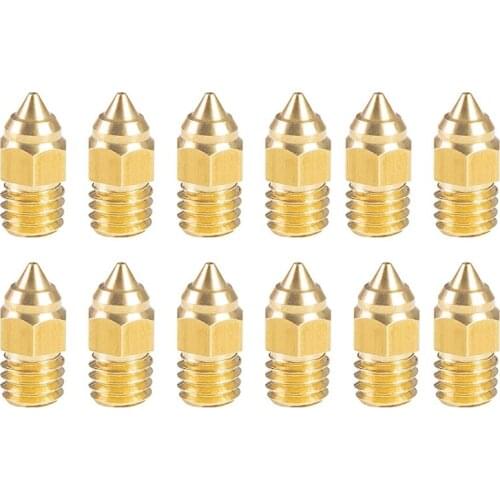 12 Pcs Ender 3/CR-6 SE MK Nozzles, Extruder Brass Nozzle MK Thread Printer Head 0.4mm Output, for Ender-3 Serise/Ender-5