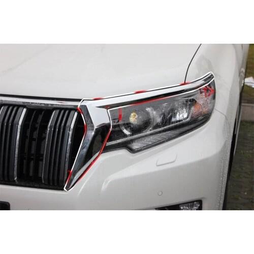 2018 ABS chrome head light cover For Toyota Land Cruiser Prado fj150 car styling lamp cover accessories For prado 2018