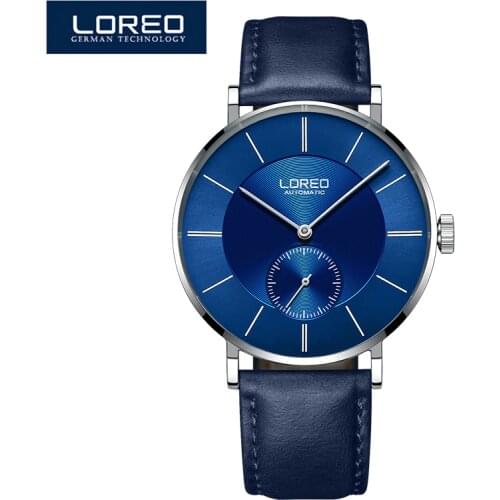 2020 LOREO Fashion Simple Mechanical Business Watch Men Top Brand Luxury Wrist Mens Automatic Watches Waterproof 50M Clock