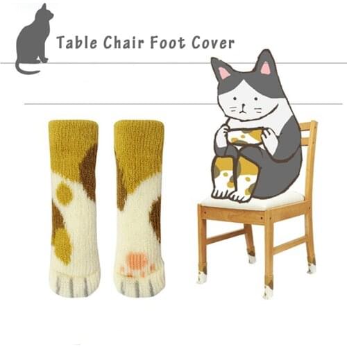 4 Pcs/Set Knit Home Flower Floor Protector Cat Feet Chair Leg Sleeve Table Chair Foot Cover Socks Suit For Housse De Chaise