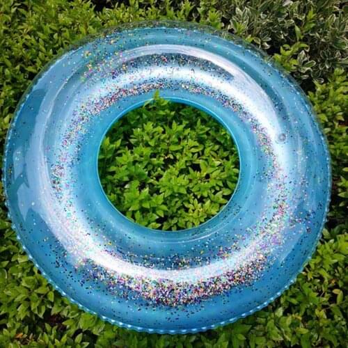 55cm Hot Selling Life Buoy Transparent Inflatable Swim Tube Glitter Raft Round Swim Ring for Summer Pool