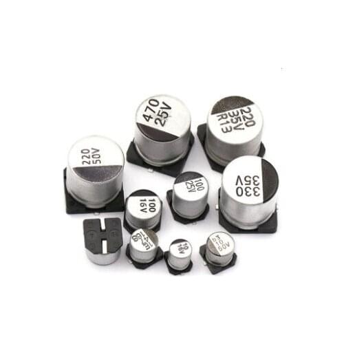 100PCS 22UF 33UF 47UF 100UF 220UF 6.3V 10V 16V 25V 35V 50V 6.3mm*5.4mm SMD Aluminum electrolytic capacitor