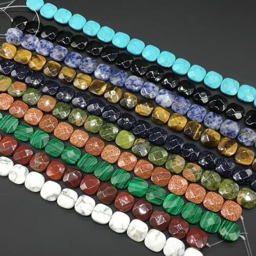 Natural Stone Faceted Square Beads Agates Crystal Tiger Eye Beads For Jewelry Making DIY Necklace Bracelet Accessories 12mm