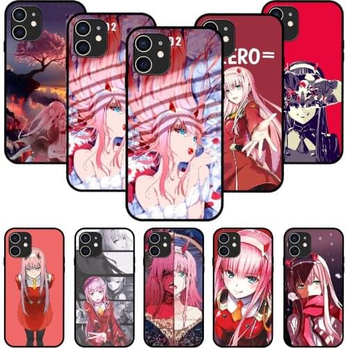 For iPhone 11 12 8 Plus Mini Pro X XR XS Max 4 5 7 6 6S 8 SE Phone Case Black Cover Coque Zero Two Darling in the Fran