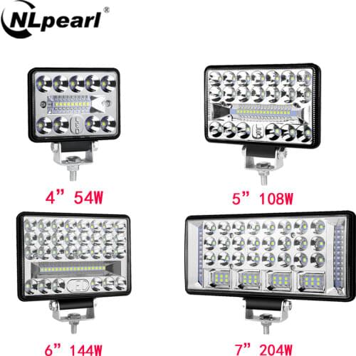 NLpearl 4'' 5'' 6'' 7 Inch LED Light Bar Offroad Spot Flood LED Work Light for Truck Car Boat Tractor 4x4 Atv Headlights 12V 24V