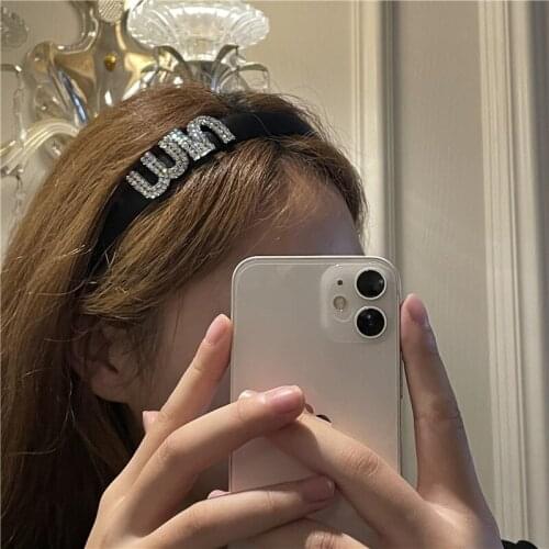 French wide-Brimmed Letters Headband Hairpin Fashion Headband Ins Rhinestone for Women Hair accessories Headband