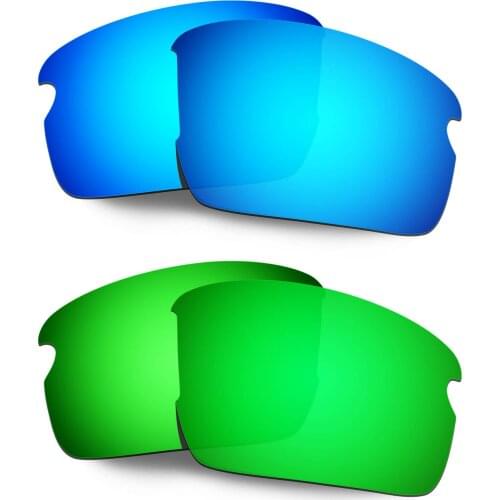 HKUCO Polarized Replacement Lenses For Flak 2.0 Asian Fit OO9271 Sunglasses Blue/Green 2 Pairs