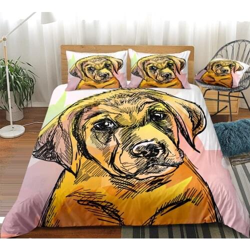 Puppy Dogs Bedding Set Golden Retrievers Duvet Cover Watervolor Bed Linen Kids Boy Girls Home Textile Golden Bedding Set