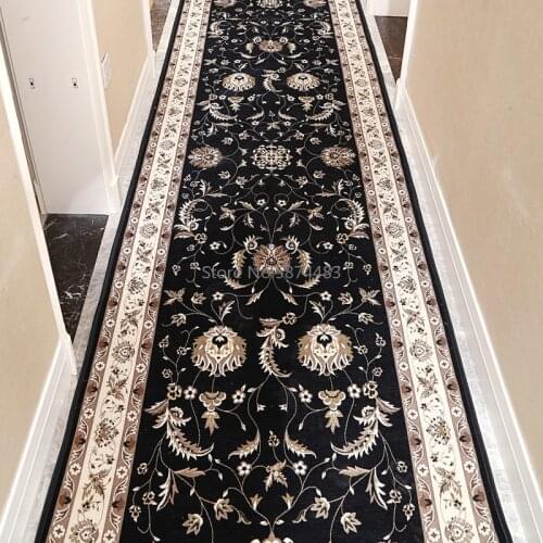 Custom Made Long Hallway Carpets European Stair Corridor Carpet Wedding Hotel Carpet Area Runner Rugs Flower Non-slip Floor Mats
