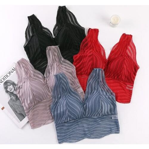 Lace Underwear Women Seamless Tube Tops Wide Shoulder Strap Bra Top Sexy Bralette Summer Crop Top Wireless V-neck Lingerie