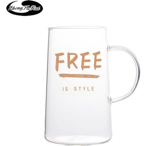 Golden letter water cup glass home high borosilicate glass cup creative juice milk cup breakfast cup