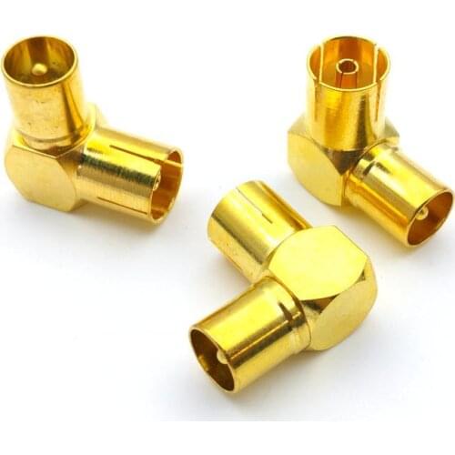 20pcs brass DVB-T TV PAL Male to Female Right Angle Adapter Gold Plated 90 Degree Elbow TV Plug Jack RF Coaxial Coax Adapter