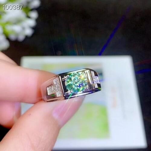 Muscular man ring exquisite sparkling green moissanite ring for men ring 925 silver ring birthday gift shiny better than diamond