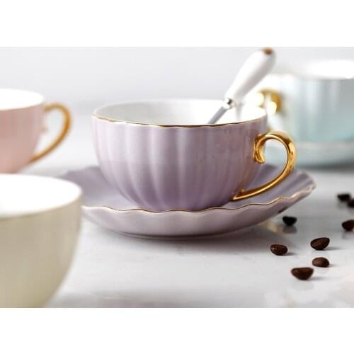 Nordic Luxury Ceramic Coffee Cup and Saucer Set with Spoon American Home Phnom Penh Afternoon Tea Flower Tea Cup Gift Box Gift