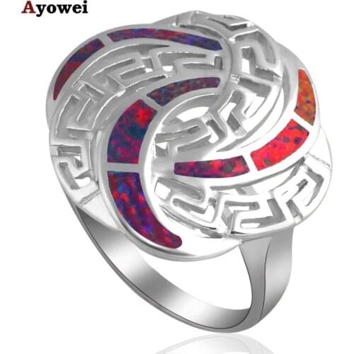 Huge design Orange fire Opal Silver Rings for women fashion jewelry USA size #6#7#8#8.5#9 #9.75 OR638A