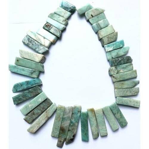 Wholesale 1of 15.5" Full Strand 100% Natural Amazonite Stone Blade Beads Irregular Stone Beads for jewelry diy