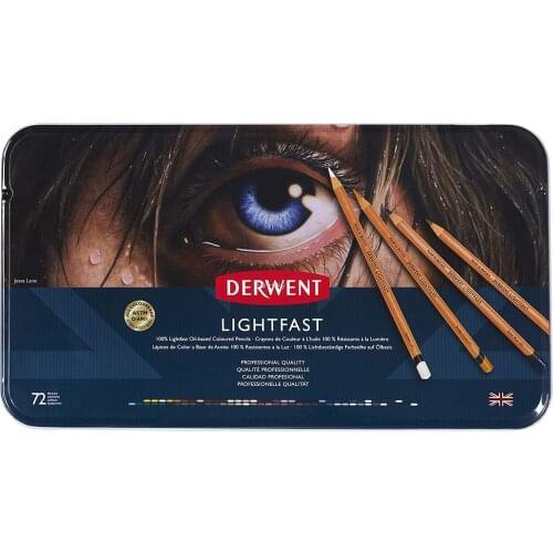 Lapis De Cor Permanente Lightfast 72 Cores Estojo,Derwent Coloured Pencils, Metal Tin, 72 Count (2302722),100% lightfast